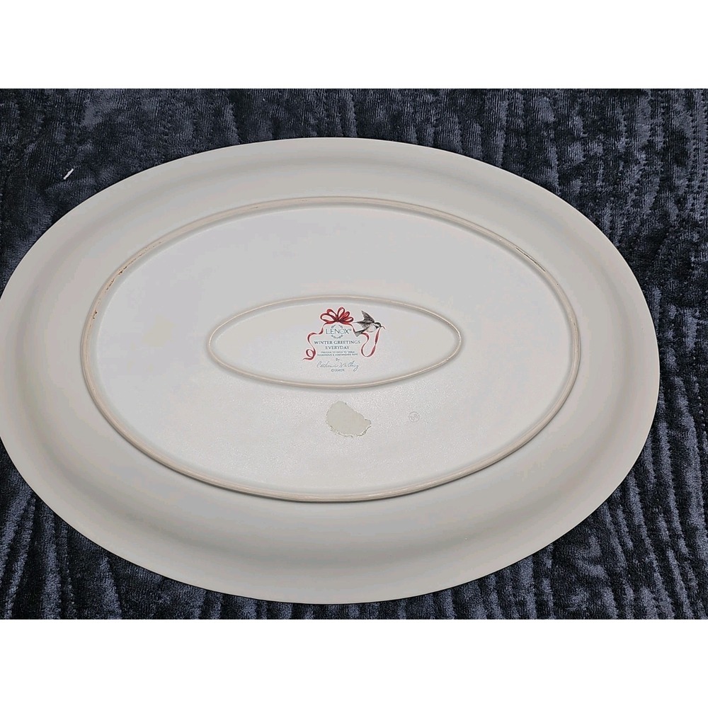 Lenox WINTER GREETINGS EVERYDAY 16.5" Large Oval Platter Birds Cardinal - Picture 8 of 8